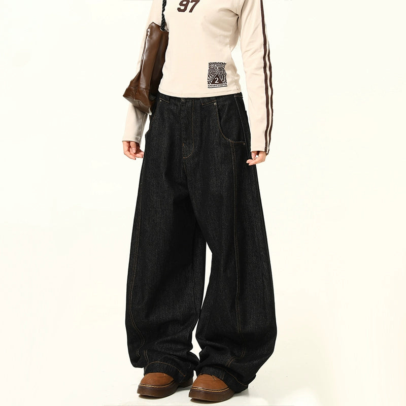 Wide Leg Black Baggy Jeans