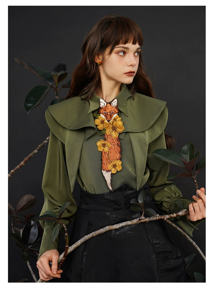 Foxy Flora Embroidered Necktie - chiclara