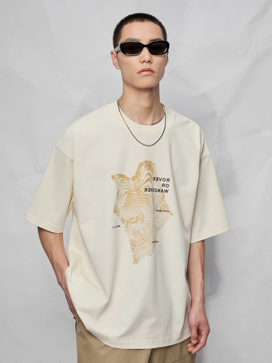 Camiseta de manga corta de impresión gráfica y letra