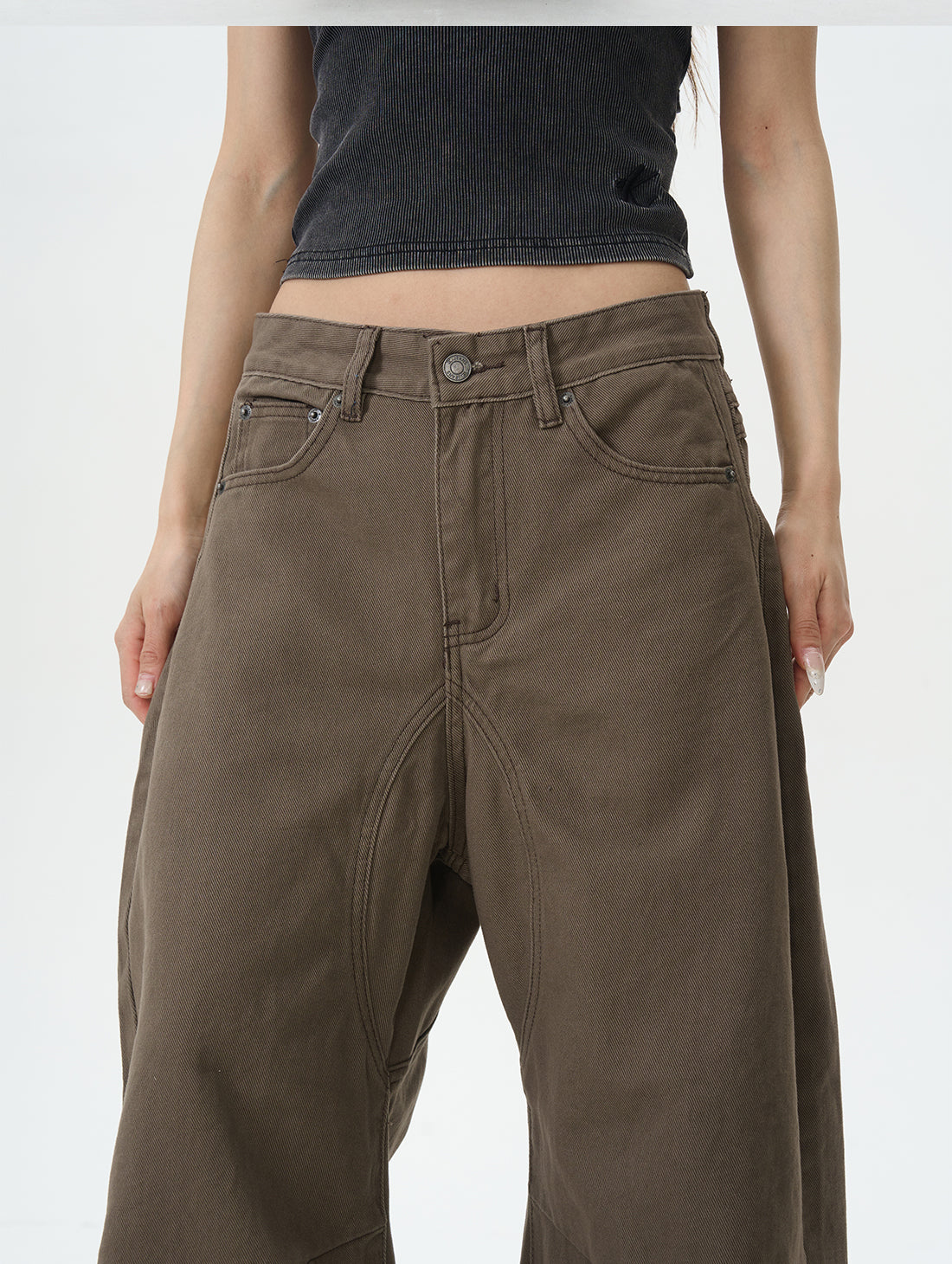 Brown Skater Wide Leg Pants