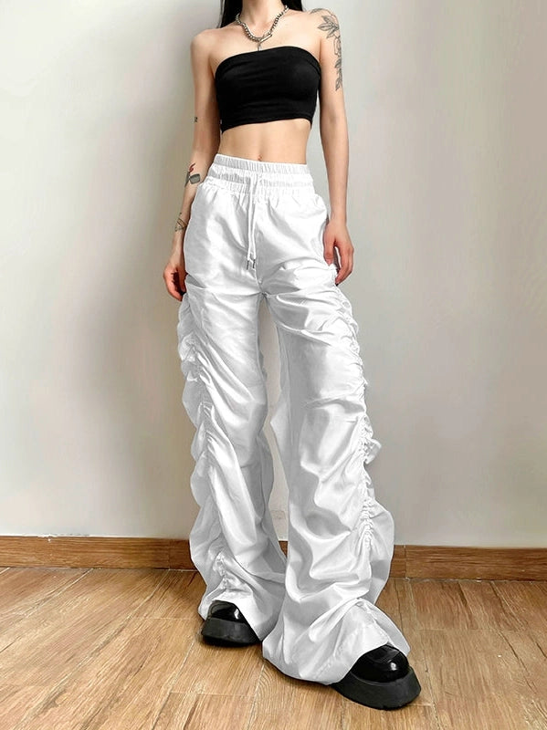 High-Waist Pleated Wide-Leg Pants - chiclara