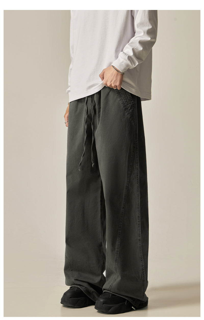 Brown Loose Drawstring Wide Pants