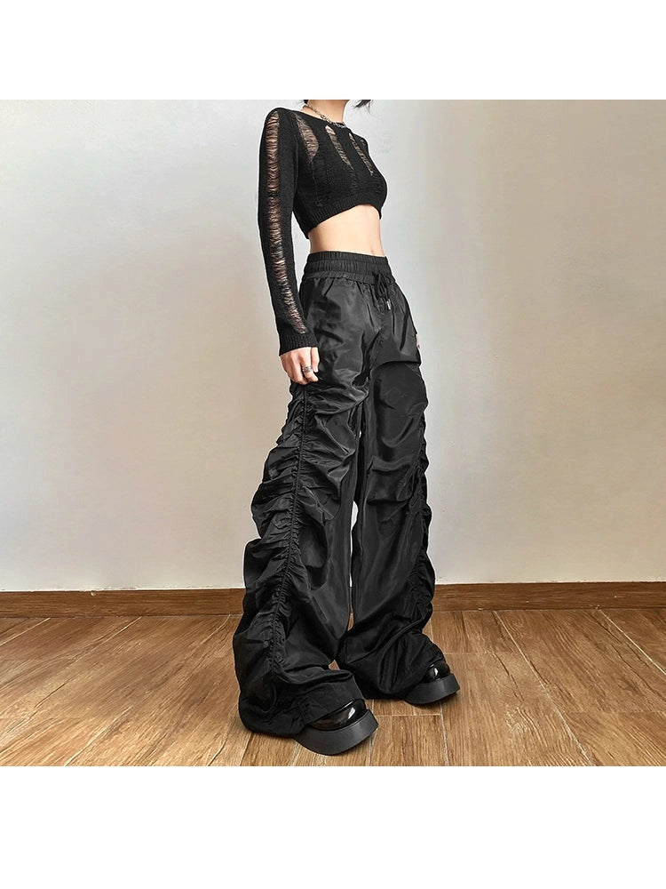 High-Waist Pleated Wide-Leg Pants - chiclara