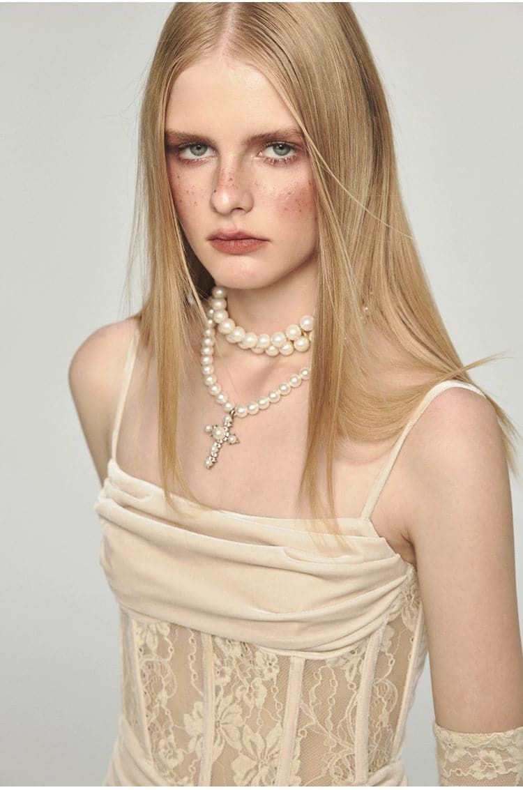 1Jinn Velvet Dress With Fishbone Straps - chiclara