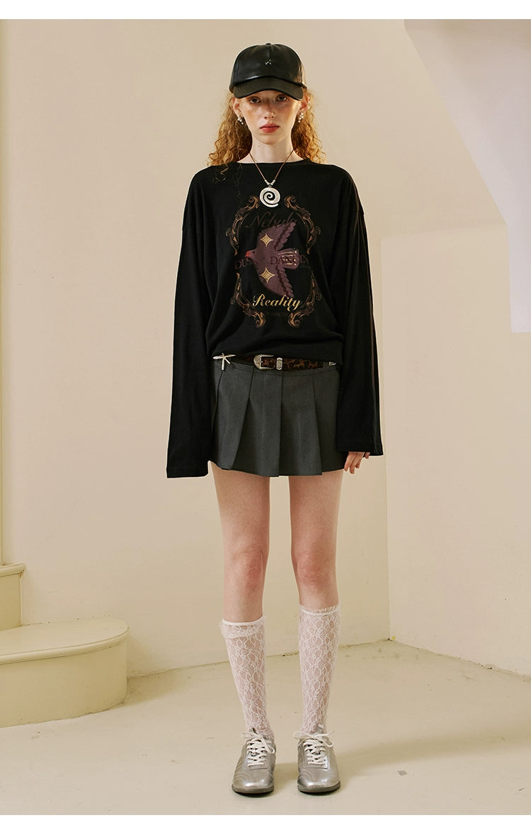 Vintage Graphic Print Layered Sweater