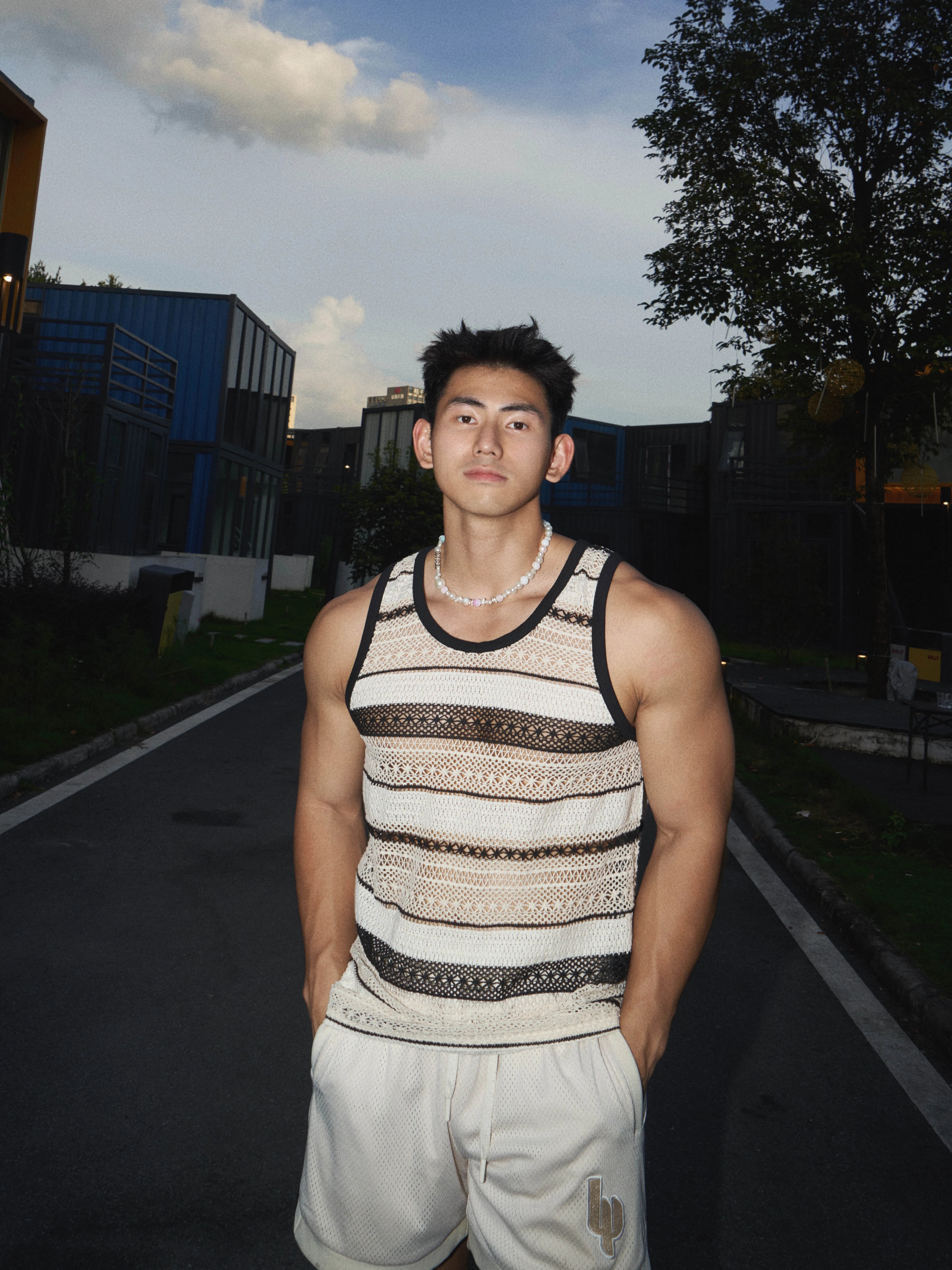 Striped Mesh Tank Top