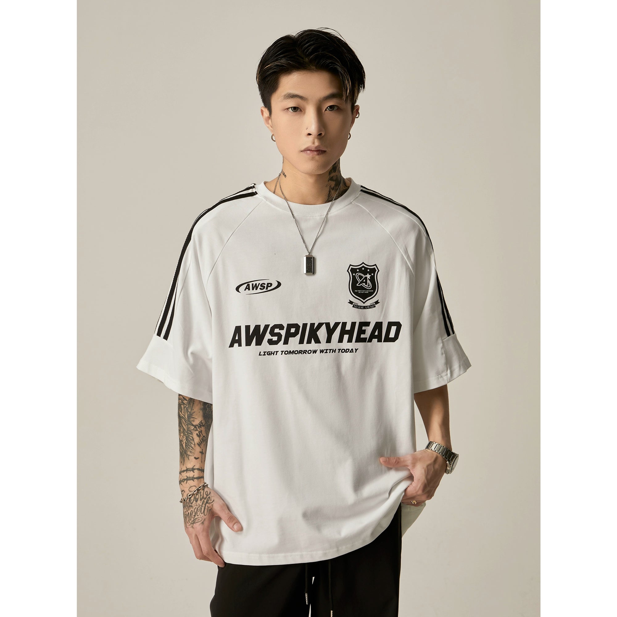 Oversized Grey Athletic Logo T-Shirt