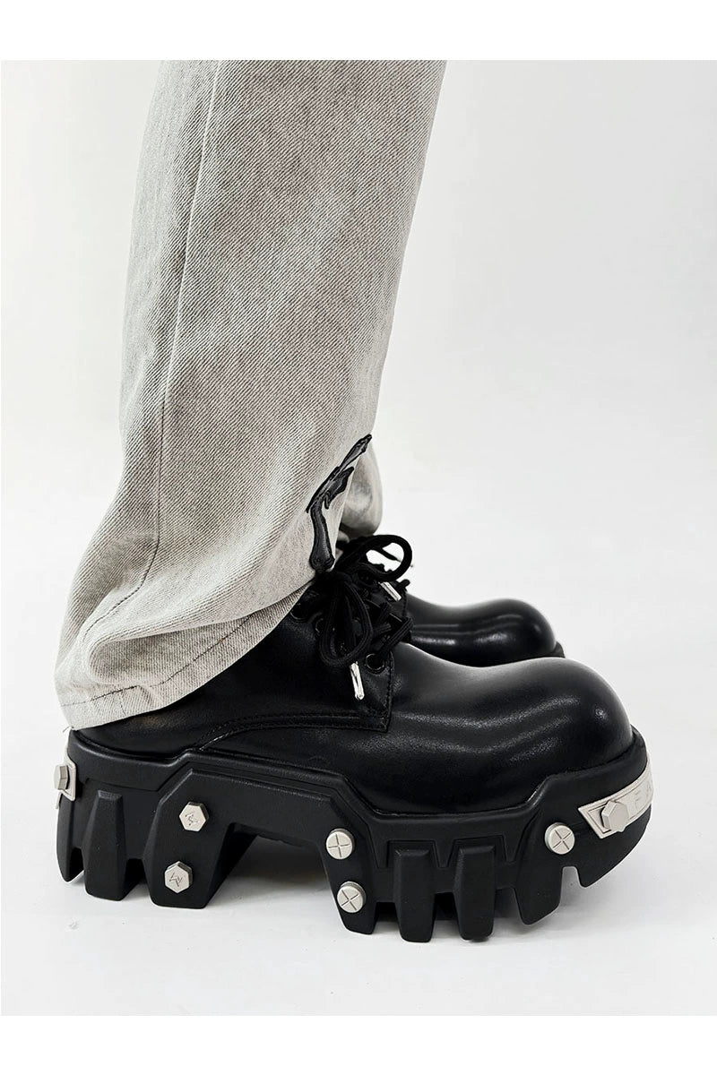 Futuristic Black 8cm Platform Oxfords