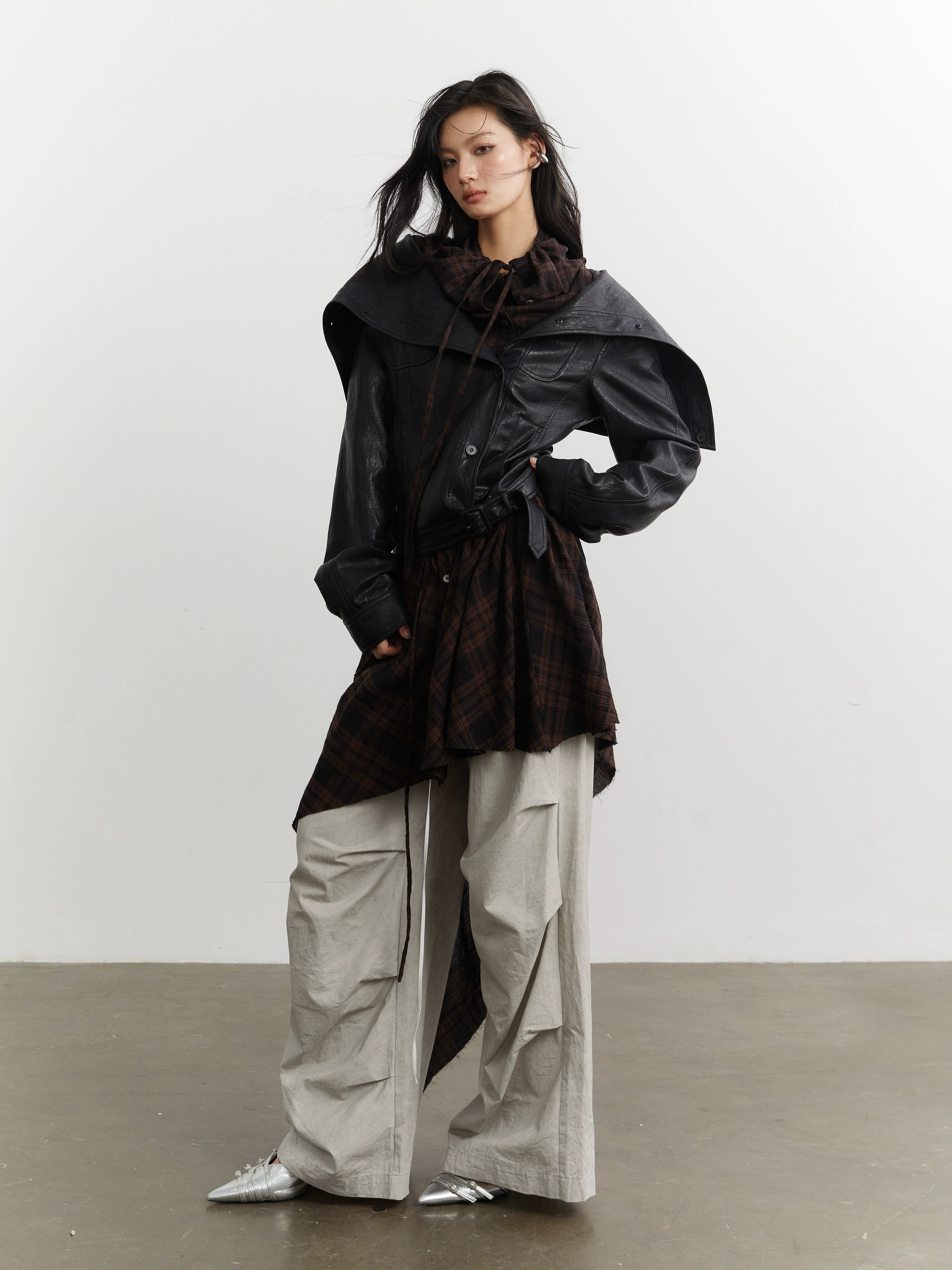 Plaid Rogue Convertible Leather Jacket and Skirt Setup