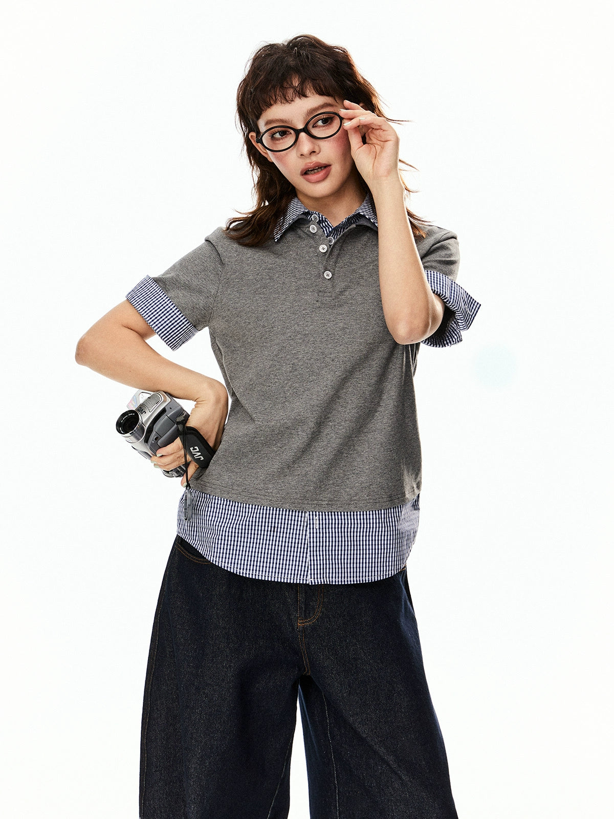Plaid Layered Polo Shirt