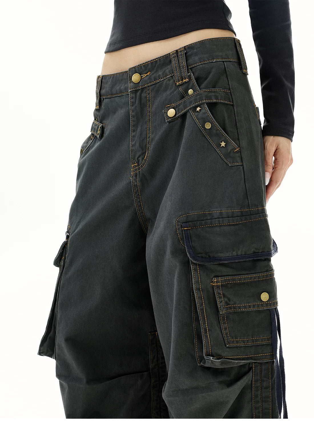 Astro Deck Wide‑Leg Strap Cargo Jeans