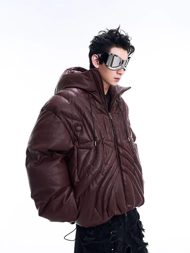 Quilted Leather Puffer Jacket