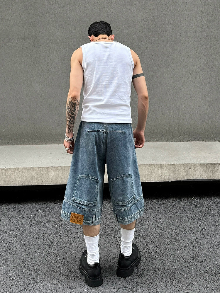 Old Jeans Block Pocket Denim Shorts