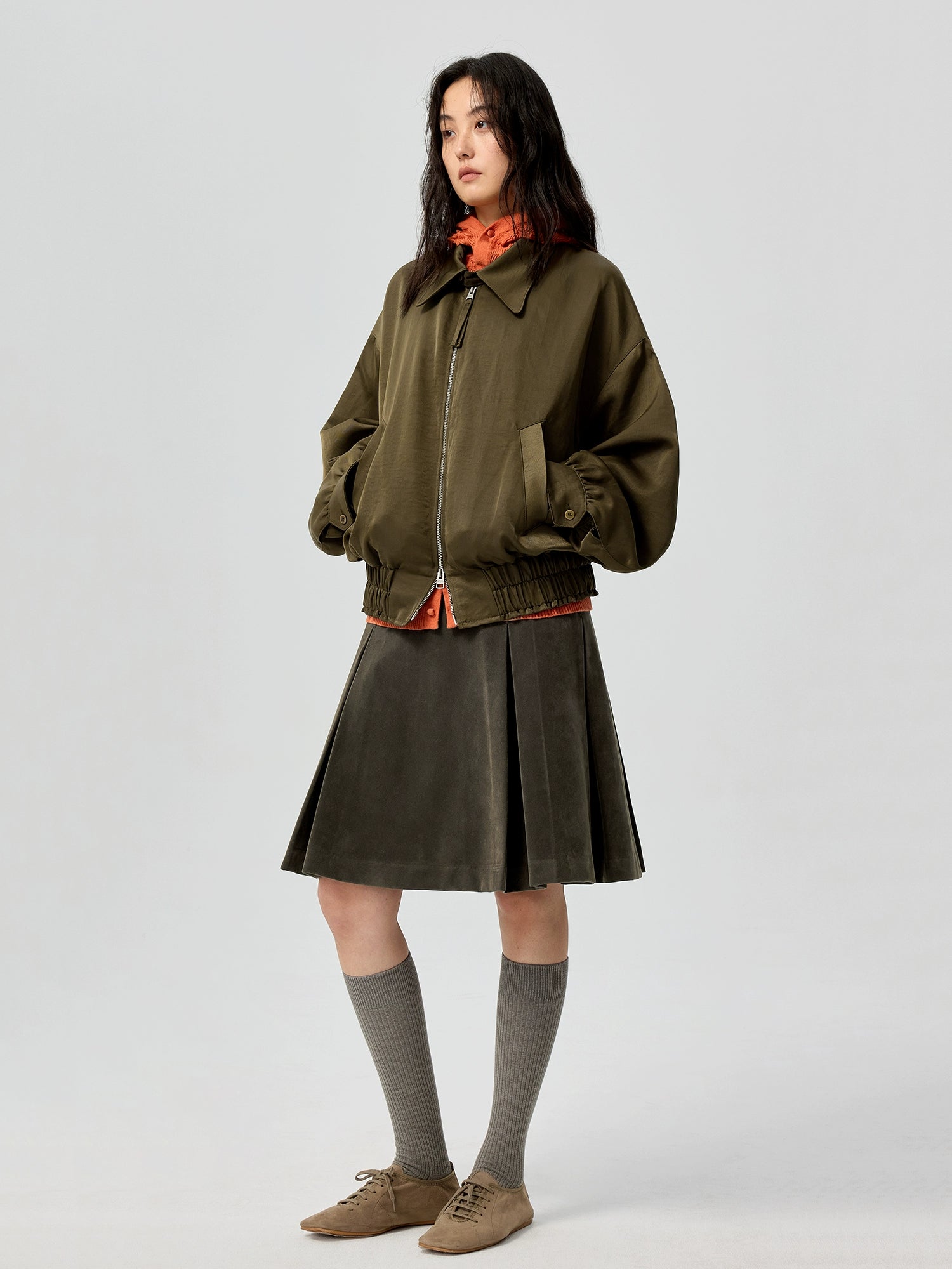 Sage Moss Zip Bomber Jacket