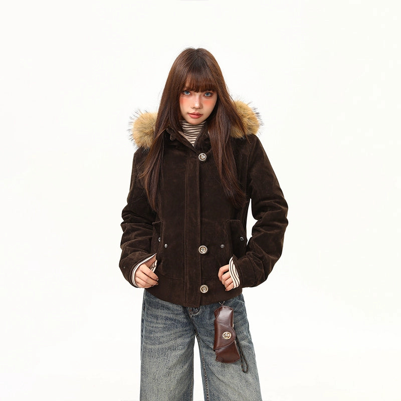 Mocha Trail Faux-Fur Hood Jacket