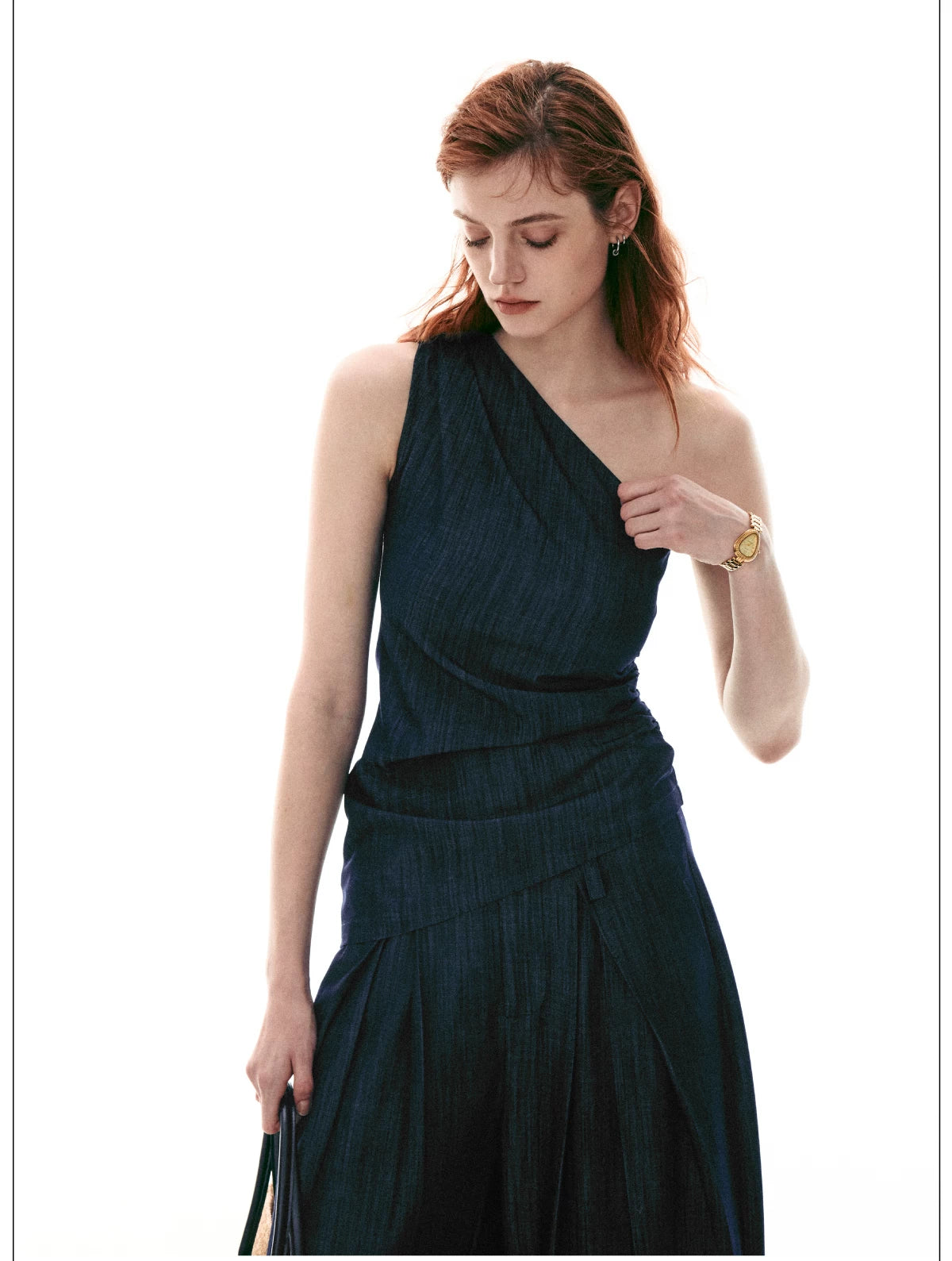 Midnight Meridian One-Shoulder Draped Top