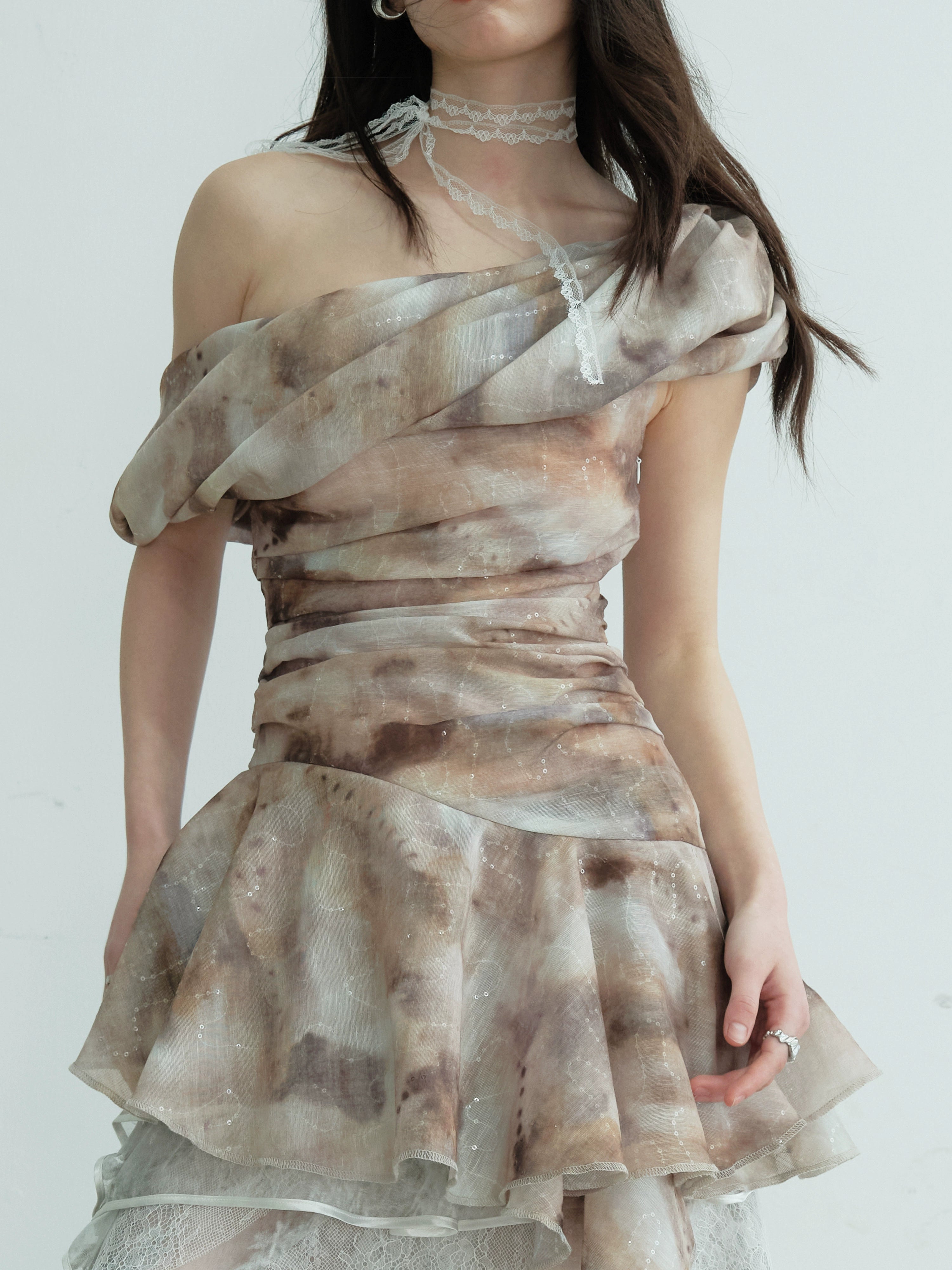Printed Ruffle Hem Vest