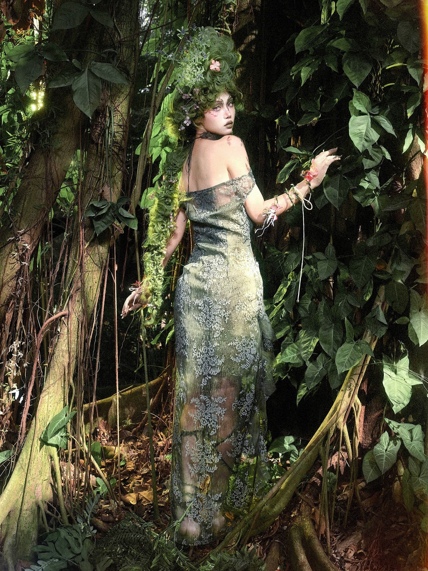 Draped Bronze Metallic Strapless Dress