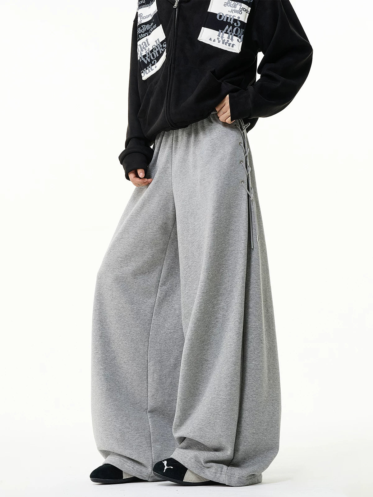 Side-Lace Drift Wide Sweatpants