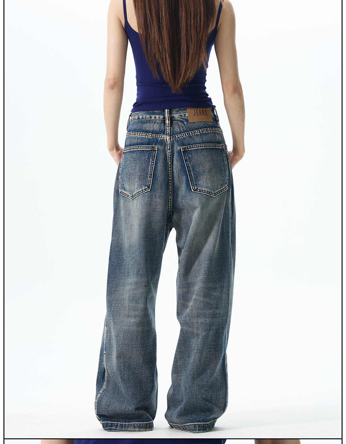 Relaxed Fit Faded Wide Leg Jeans