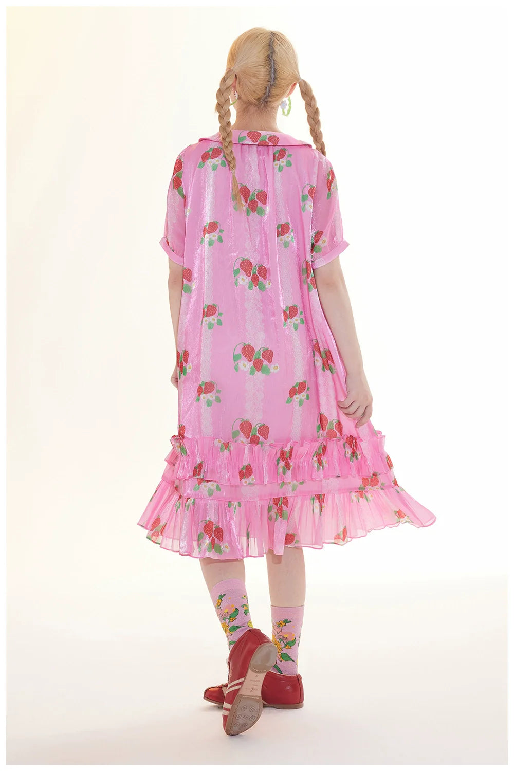 Pink Strawberry Peter Pan Collar Dress