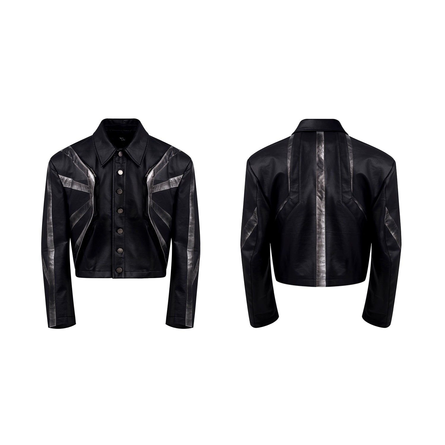 Black Metallic Jacket and Wide-Leg Pants Setup