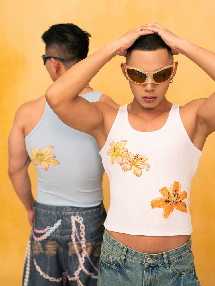 Lilies in Bloom Fitted Tank Top