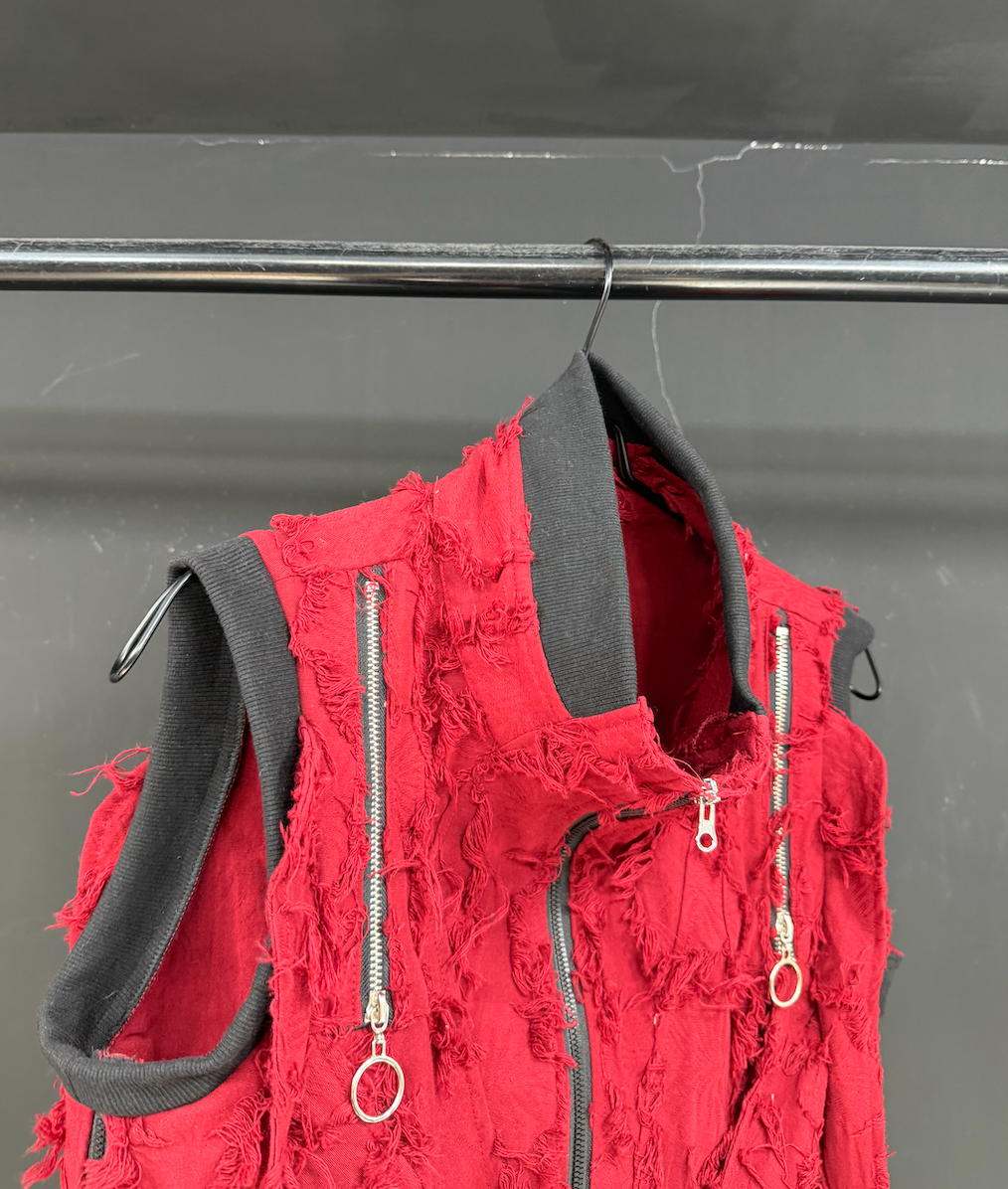 Crimson Shred Zipper Harness Vest