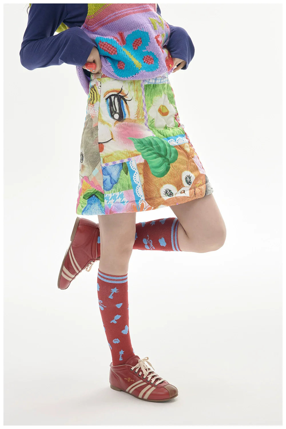 Patchwork Print Mini Skirt