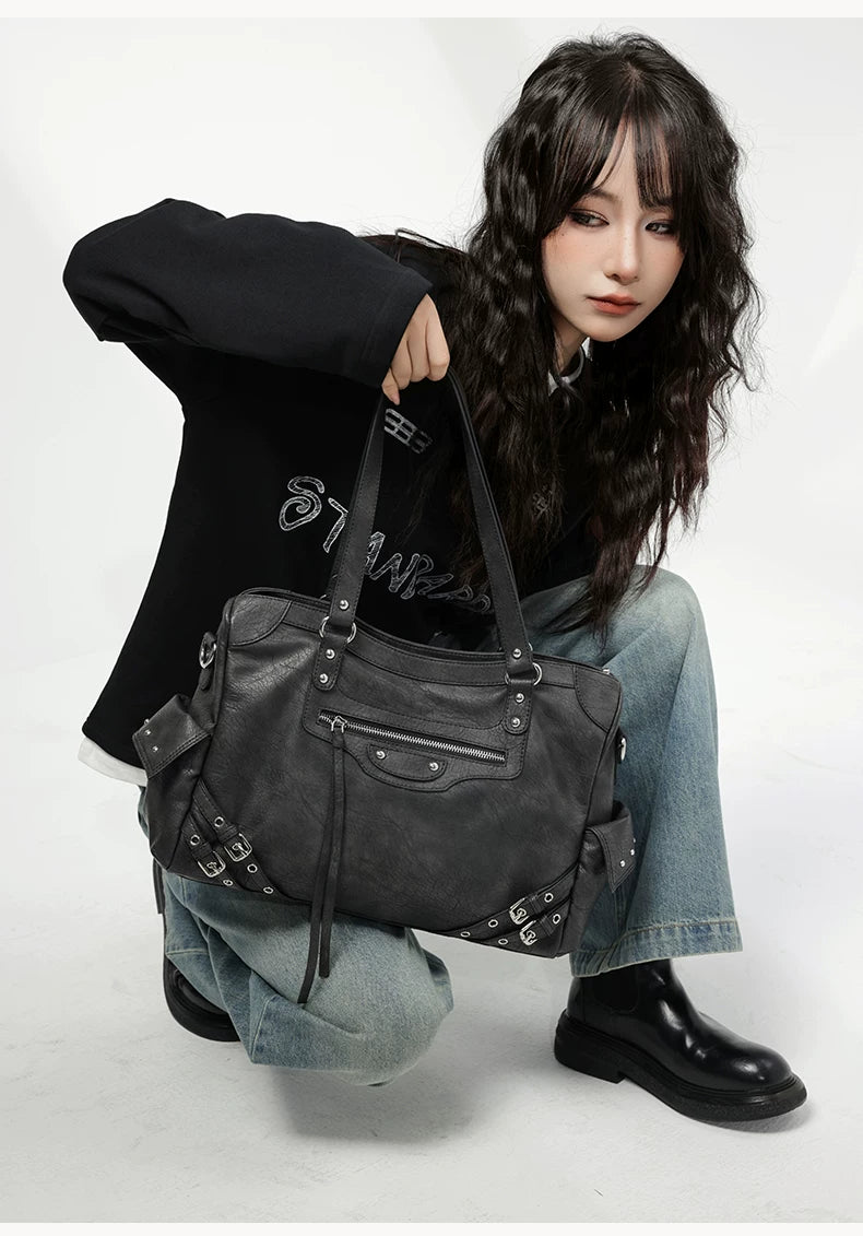 Charcoal Buckle Rider Tote