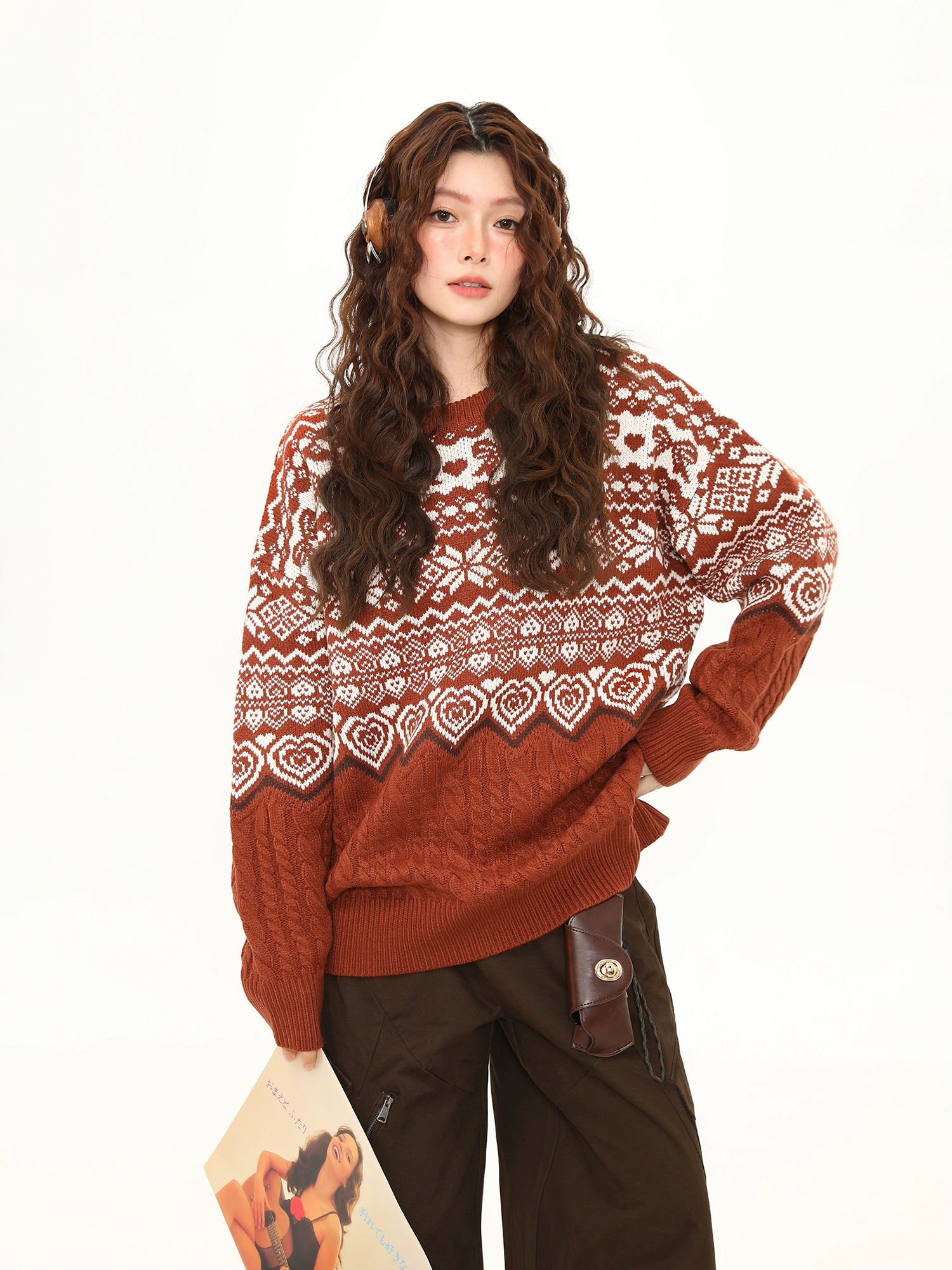 Cinnamon Heart Fair Isle Sweater