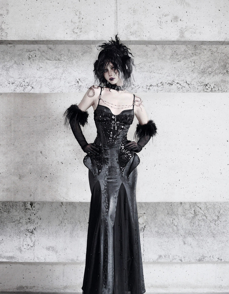 Black Corset Gothic Mermaid Dress