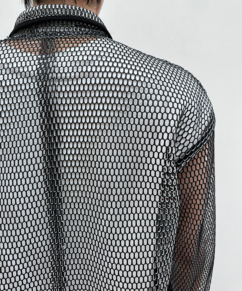 Mesh Button-Up Shirt