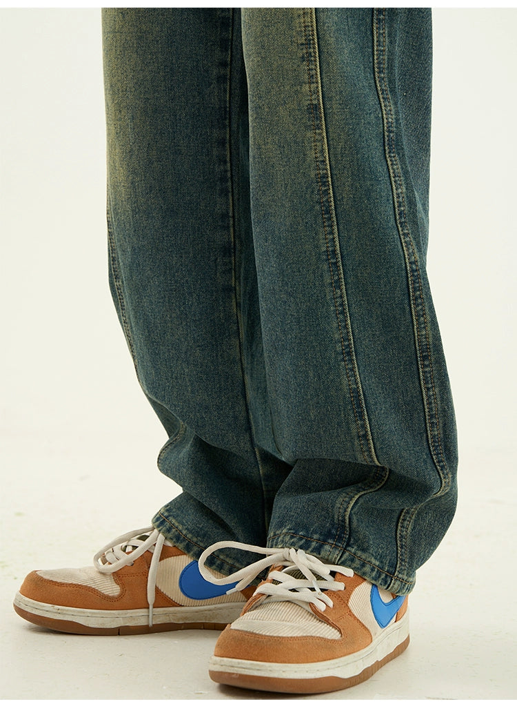 Loose Fit Washed Denim Jeans