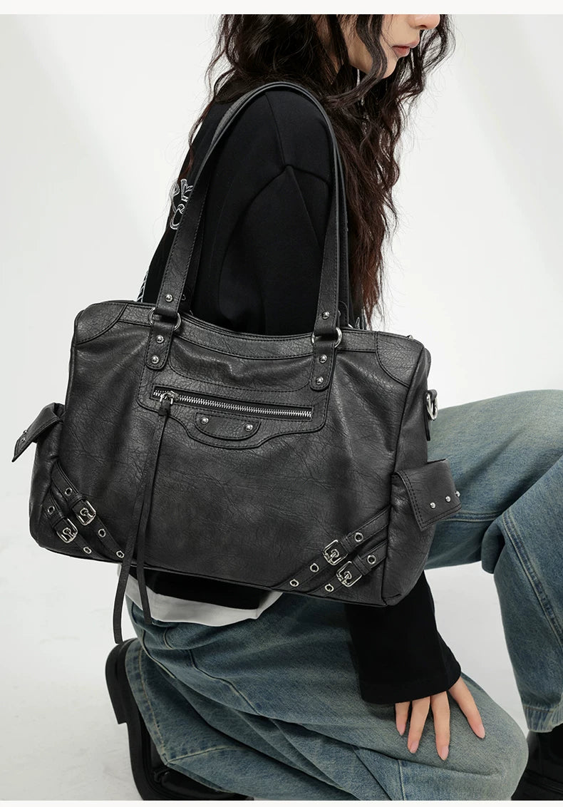 Charcoal Buckle Rider Tote