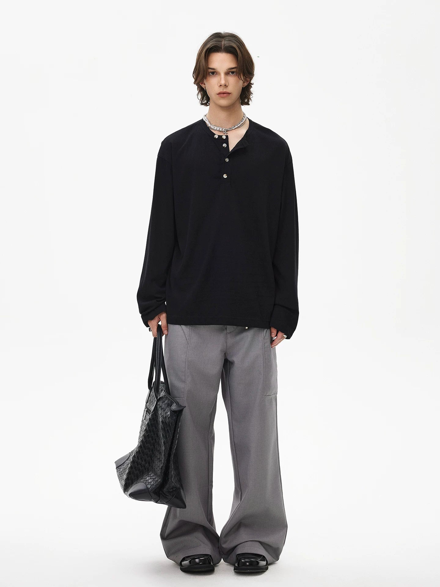 Midnight Button Henley Tee