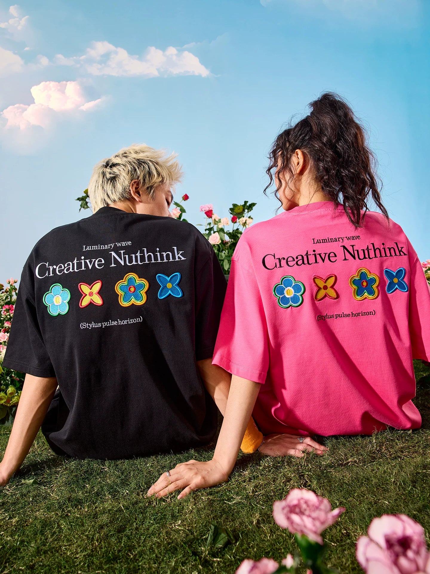 Oversized Floral Patch Graphic T-Shirt