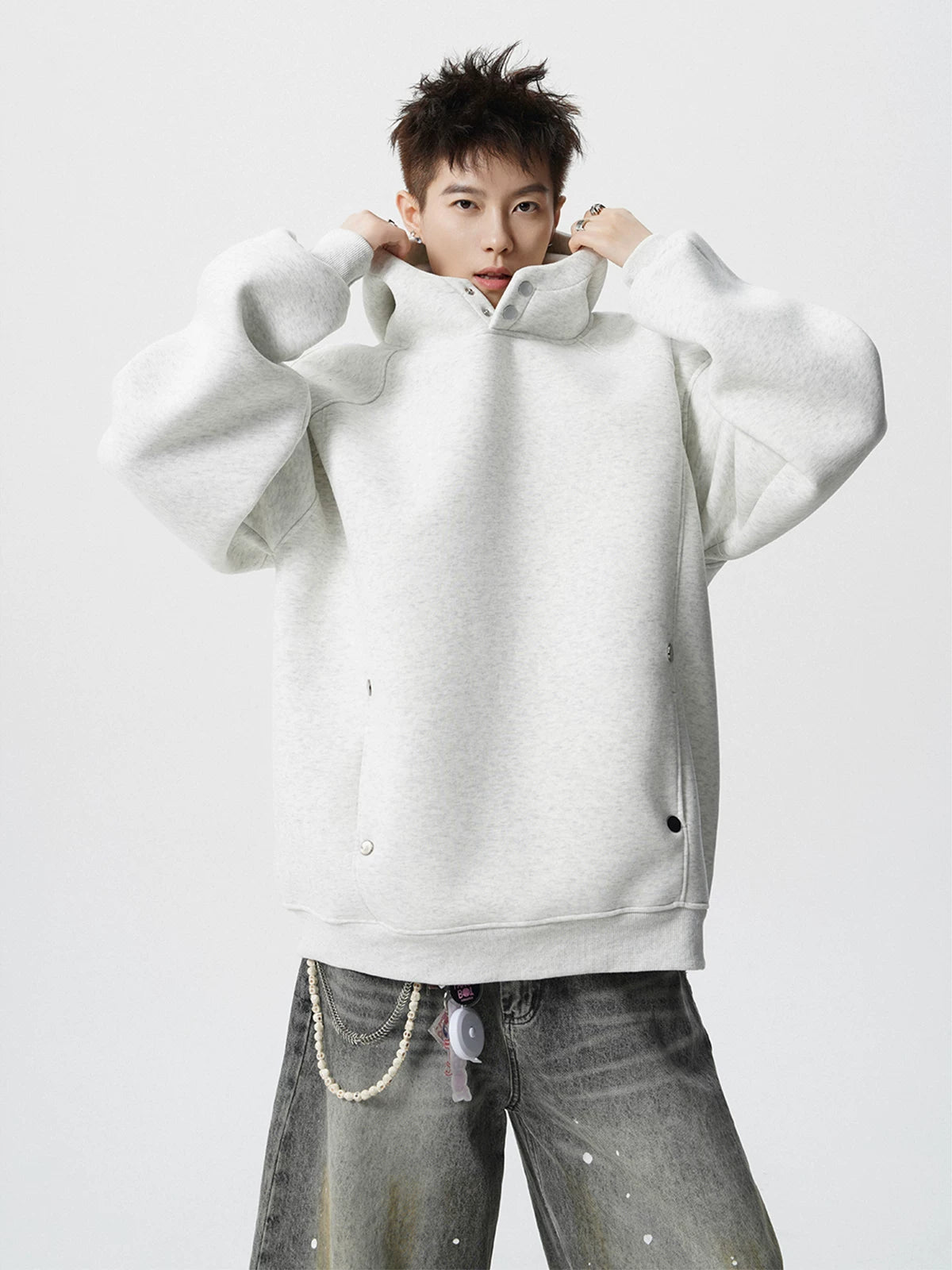 Cloudshell Snap‑Neck Fleece Hoodie