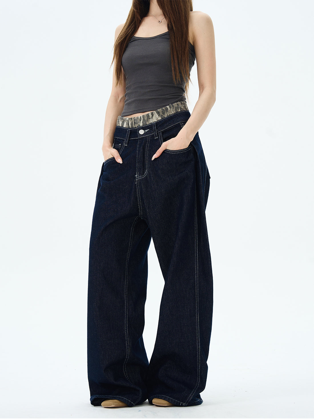Dark Wash Wide Leg Skater Jeans
