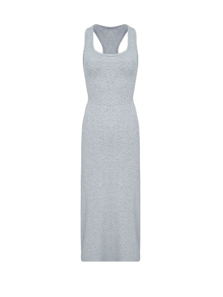 Vestido maxi de gris claro