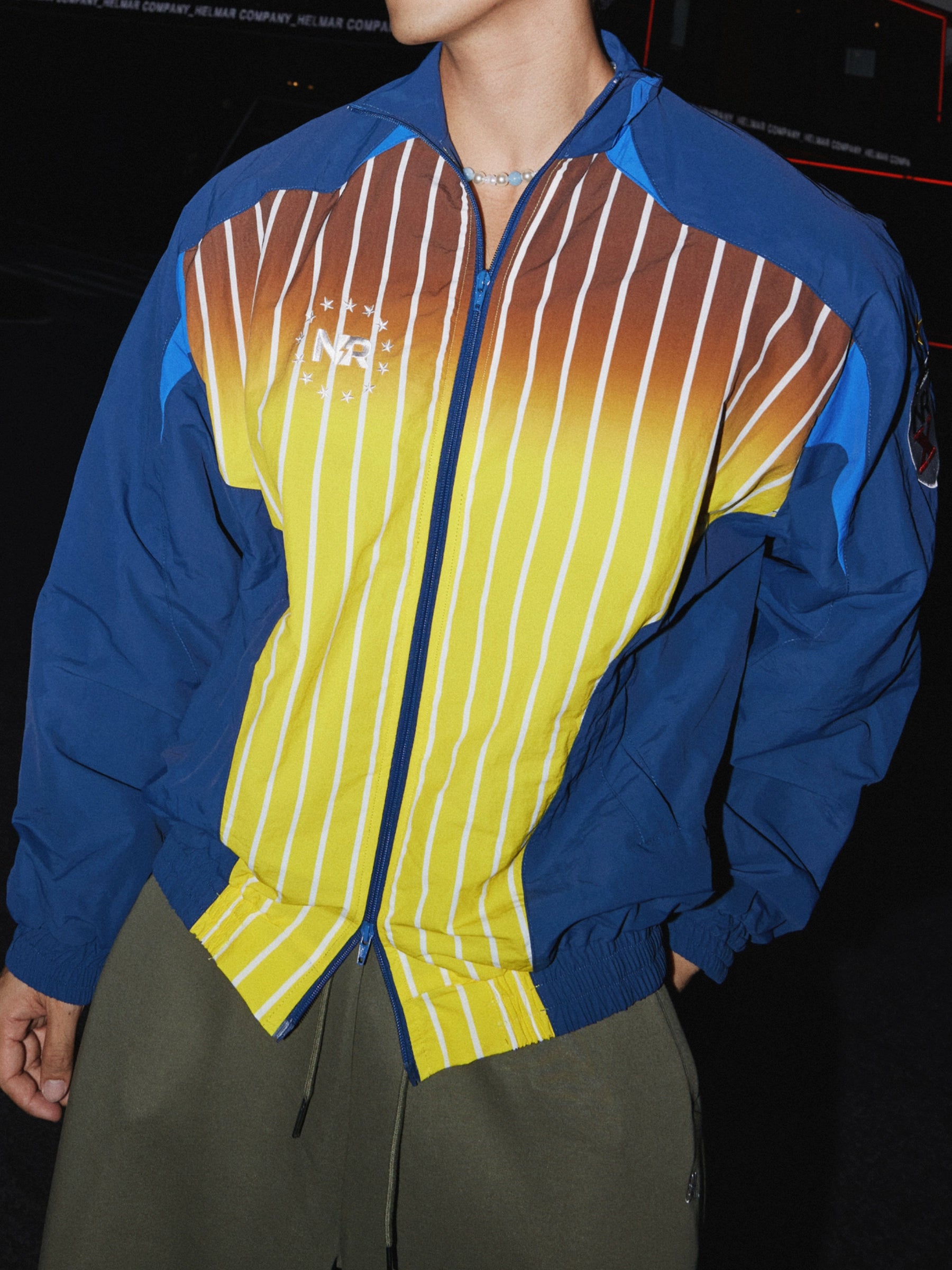Colorblock Striped Zip Up Windbreaker