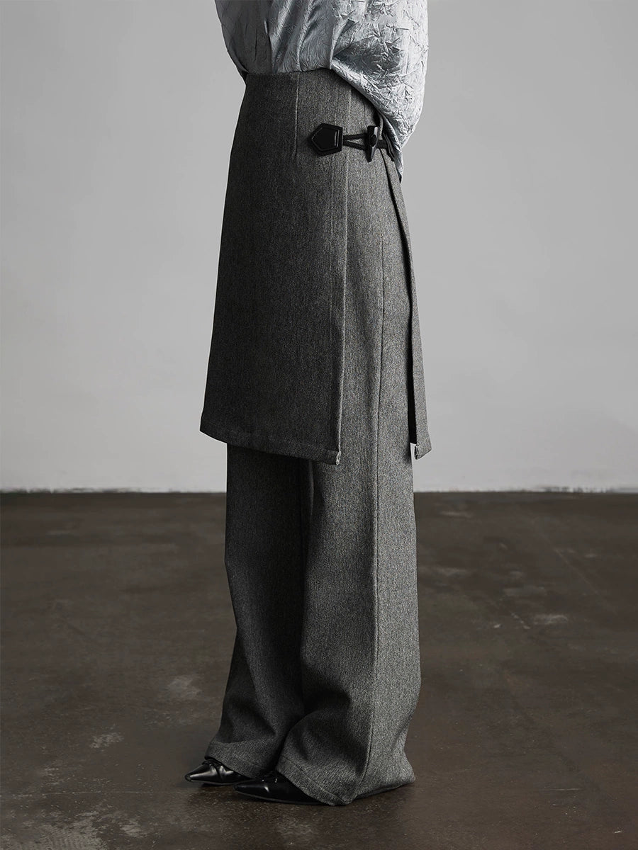 그레이 와이드 레그 수트 culottes