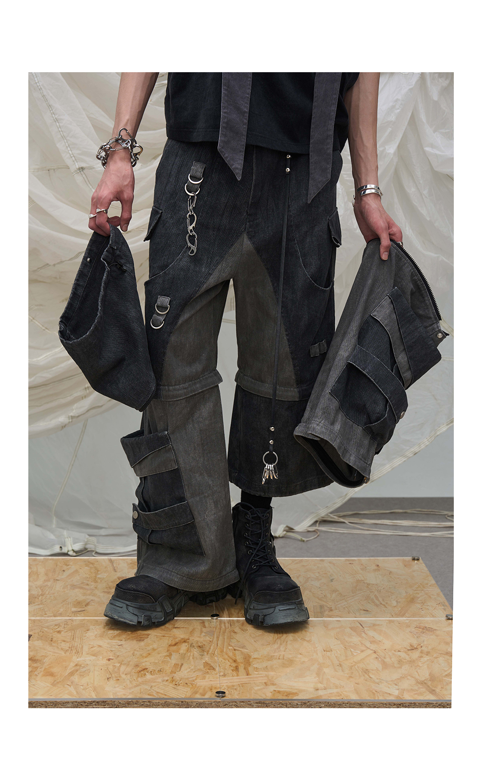 Convertible Panel Cargo Wide Leg Pants