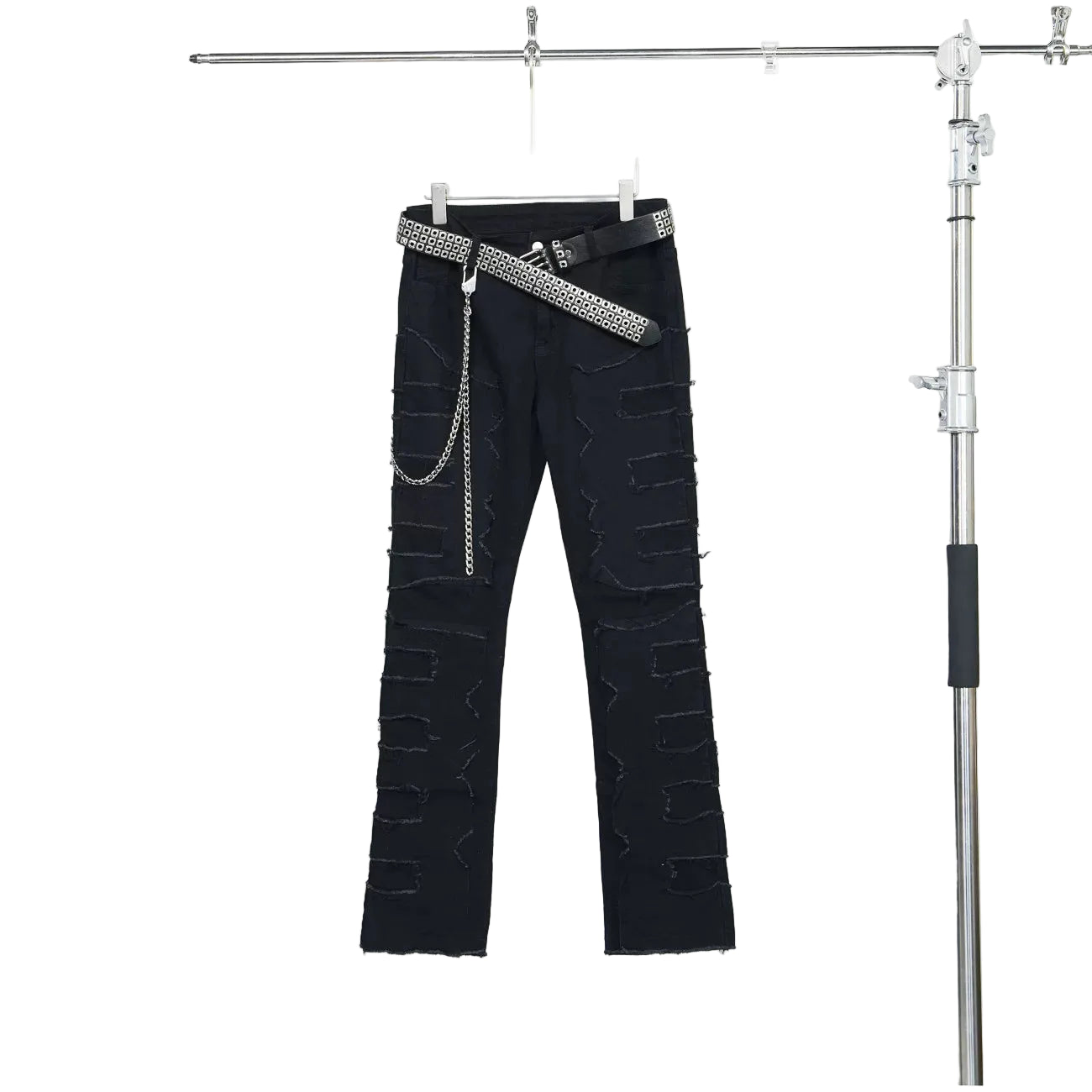 Obsidian Ruin Spike-Chain Shred Jeans