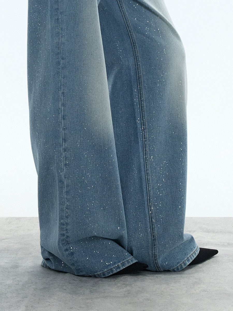 Stardust Fade Glitter Wide‑Leg Jeans