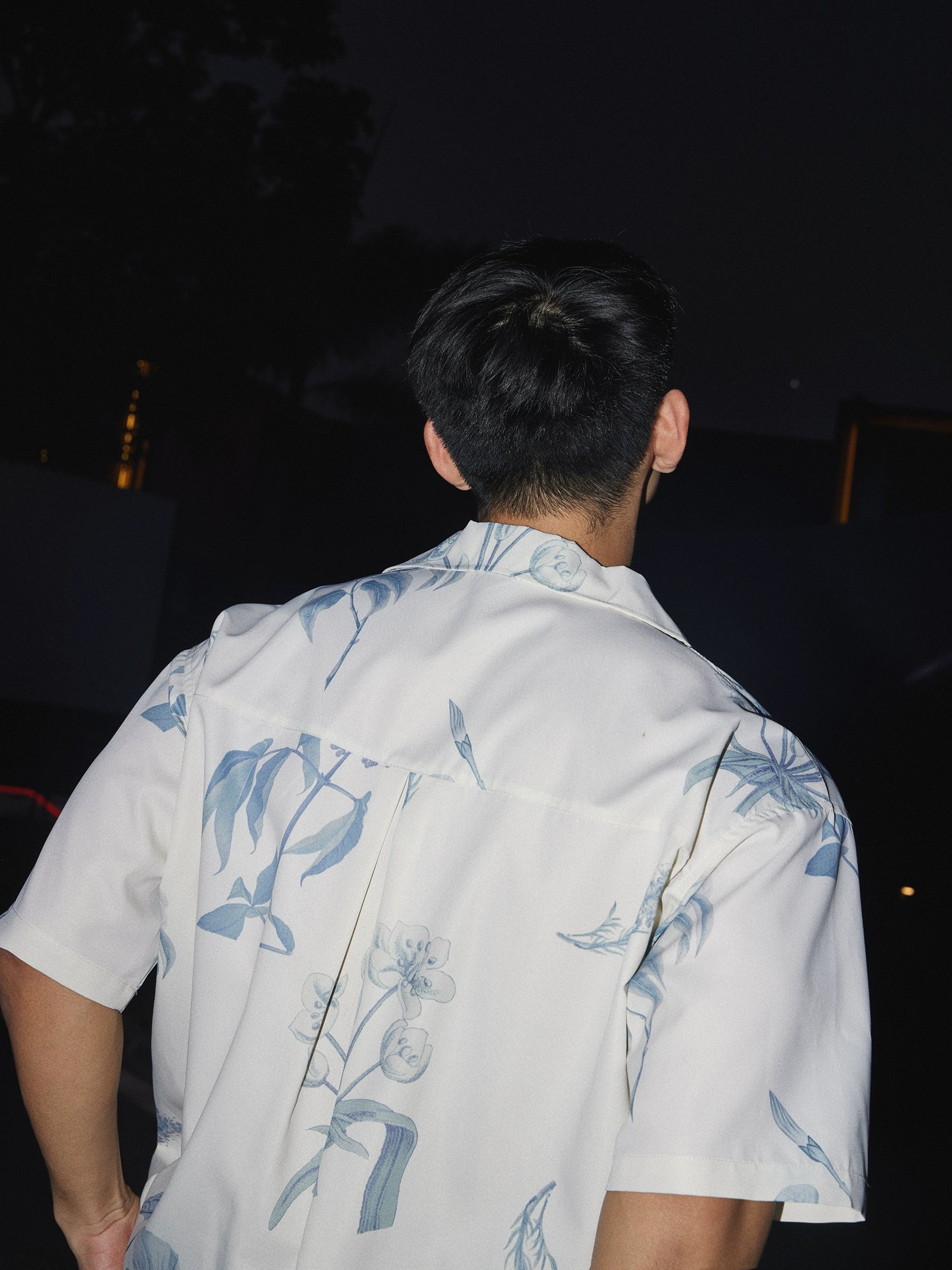 White Botanical Print Shirt