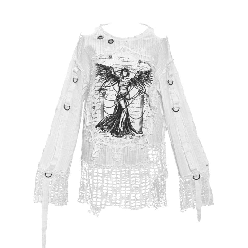 Gothic Angel Distressed Lace Sweater