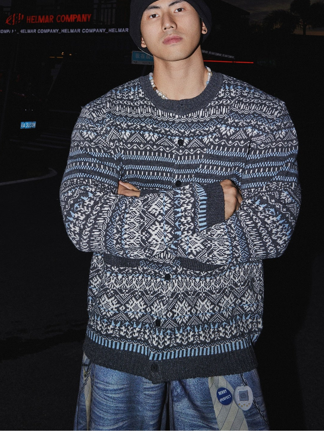 Nordic Drift Button-Up Knit Cardigan