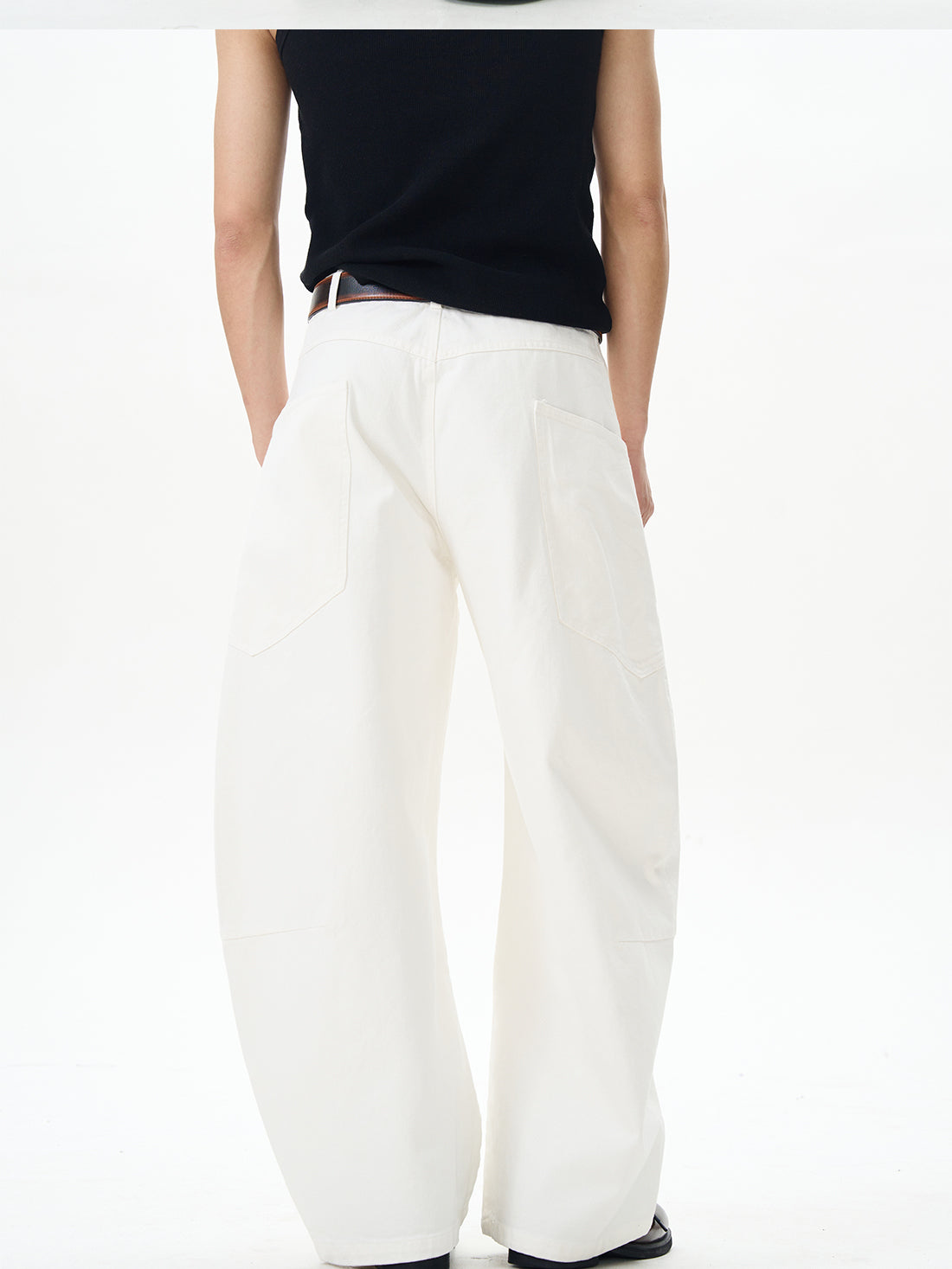 Cream Relaxed Wide Leg Trousers