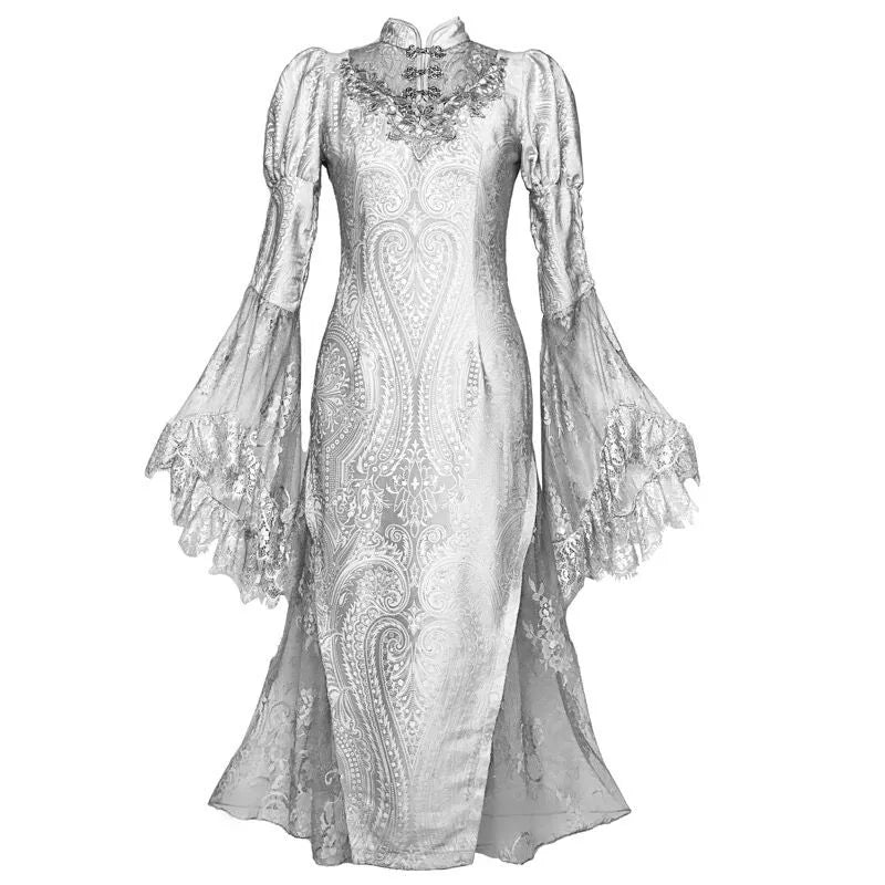 Vintage White Lace Angel Sleeve Dress